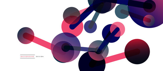 Abstract background. Round dots connected by lines. Trendy techno business template for wallpaper, banner, background or landing