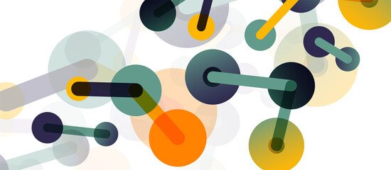 Abstract background. Round dots connected by lines. Trendy techno business template for wallpaper, banner, background or landing