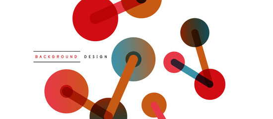 Line points connections geometric abstract background. Circles connected by lines. Trendy techno business template for wallpaper, banner, background or landing