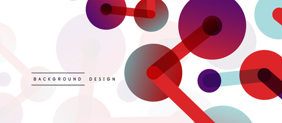 Line points connections geometric abstract background. Circles connected by lines. Trendy techno business template for wallpaper, banner, background or landing
