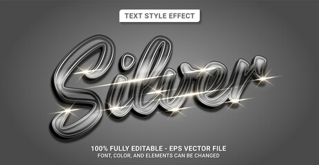 Text Style with Silver Theme. Editable Text Style Effect.