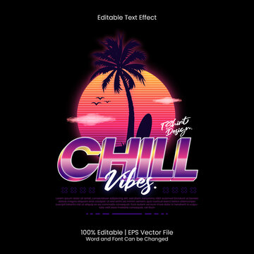Editable text effect - Chill Vibes T-shirt design Retro 90s Style