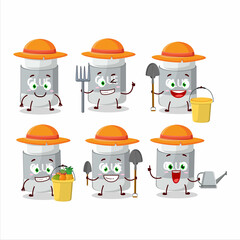 Farmer glue stick cute mascot character with fork