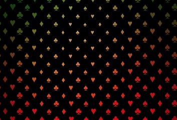 Dark green, red vector template with poker symbols.