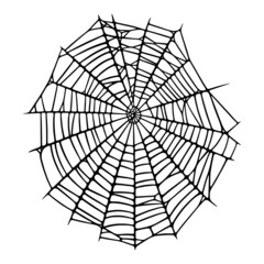 Obraz premium Spider web set isolated on white background. Spooky Halloween cobweb. Handrawn vector illustration