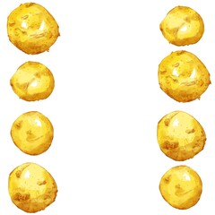 手描き水彩の新じゃがイラスト正方形フレーム・左右