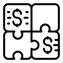 Income puzzle icon outline vector. Passive money. Business computer