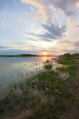 Fototapeta na wymiar Evening on the Irtysh River