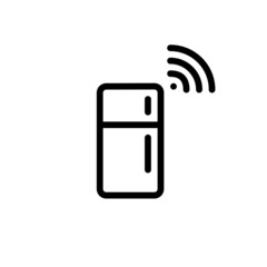 Smart fridge with wireless control. Minimal line art pixel perfect, editable stroke icon