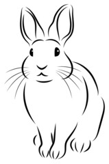 絵筆で描いた墨絵風のお洒落なウサギのイラスト 手描きのアナログ風イラスト ベクター