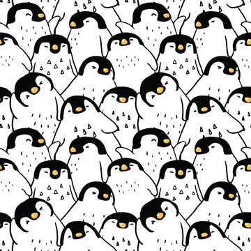 Seamless Pattern of Penguin Illustration Design