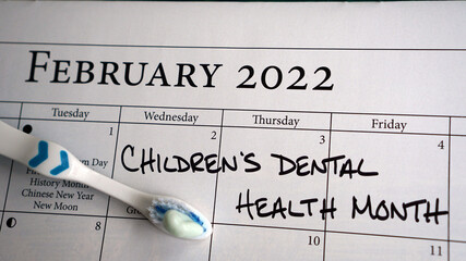 Calendar reminder about Children's Dental Health Month in February