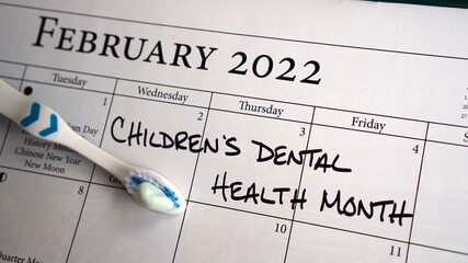 Calendar reminder about Children's Dental Health Month in February
