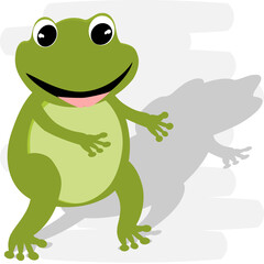 Cartoon green frog showing love, bouquet and heart. Amphibian vector illustration.