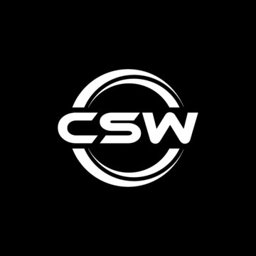 CSW letter logo design with black background in illustrator, vector logo modern alphabet font overlap style. calligraphy designs for logo, Poster, Invitation, etc.