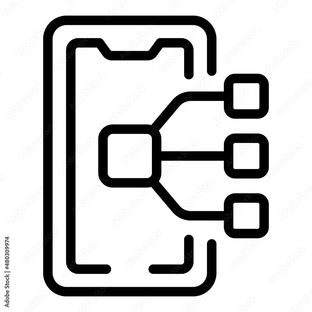 Poster scheme phone app icon outline vector. screen element. web smartphone