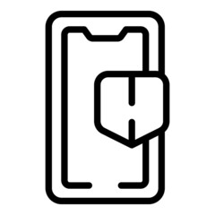 Secured phone app icon outline vector. Screen finger. Smart web