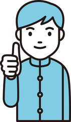 Illustration of a male student giving a good sign