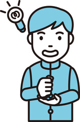 Illustration of a schoolboy with a flash of inspiration