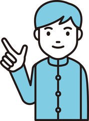 Simple illustration of a male student pointing a finger