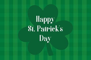 Happy St. Patrick's Day Poster. Green shamrock background with white typography