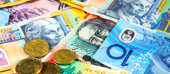 Australian Money concept for savings, spending, or 30th June End of Financial Year sale. Sized to...