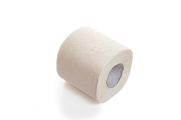 toilet paper roll on isolated white background, copy space