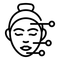 Spa facial massage icon outline vector. Woman face. Roller care