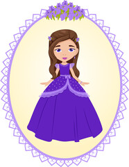 Obraz na płótnie Canvas Beautiful princess standing in a beautiful dress, vector illustration