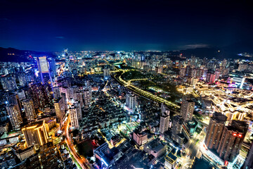Fototapeta premium Night view of Shenzhen city, Guangdong Province, China