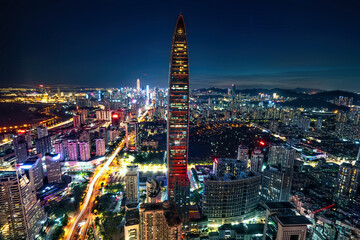 Fototapeta premium Night view of Shenzhen city, Guangdong Province, China