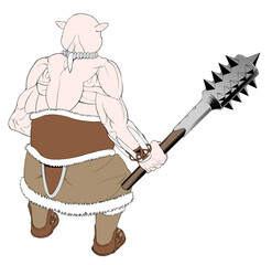 メイスを持つオーク　後ろ向き