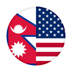 round icon with nepal and usa flags. vector illustration isolated on white background - obrazy, fototapety, plakaty
