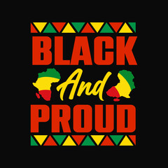 black and proud lettering quote
