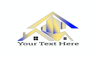 Real Estate, house with windows and doors logo vector symbol design. Beautiful creative logo designs