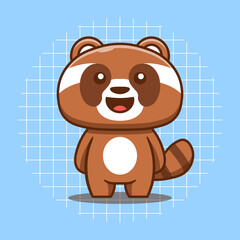 Cute raccoon character vector illustration. The unique concept of isolated cute animals.