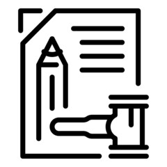 Write patent icon outline vector. Legal property. Data content