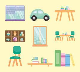 books and kindergarten set