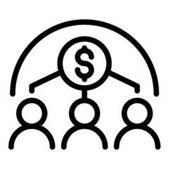 Money charity icon outline vector. Social help. Heart investor