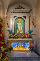 Obraz premium The side altar in the Chapel of Saint Catherine, near to the Church of Nativity in Bethlehem in the Palestinian Authority, Israel