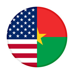 round icon with usa and burkina faso flags. vector illustration isolated on white background
