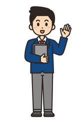 笑顔で立っている男性のビジネスマンのイラスト