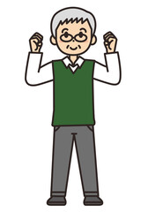 軽い運動をする元気なシニア男性のイラスト