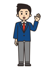 笑顔で立っている男性のビジネスマンのイラスト