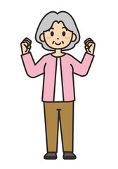 軽い運動をする元気なシニア女性のイラスト