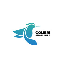 Vector Logo Illustration Colibri Gradient Colorful Style.