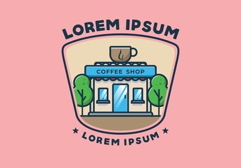 Coffee shop line art flat illustration