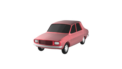 red car angle view without shadow 3d render