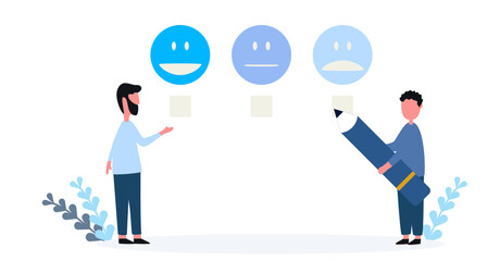 customer feedback review tiny person Emotional feedback with emoticons