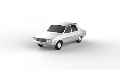 white car angle view with shadow 3d render